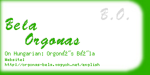 bela orgonas business card